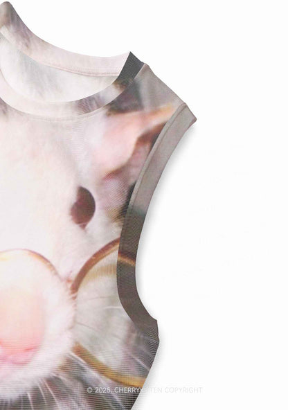 Glasses Rat Y2K Mesh Muscle Tank Cherrykitten