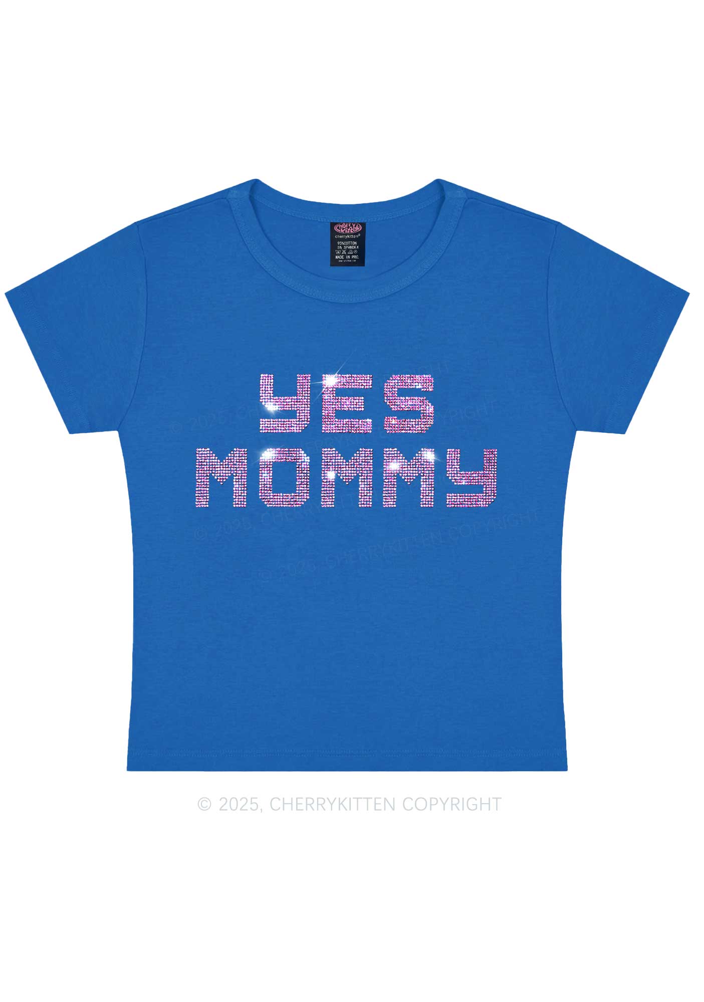 Cherrykitten Rhinestone Yes Mommy Y2K Baby Tee Cherrykitten for Sale
