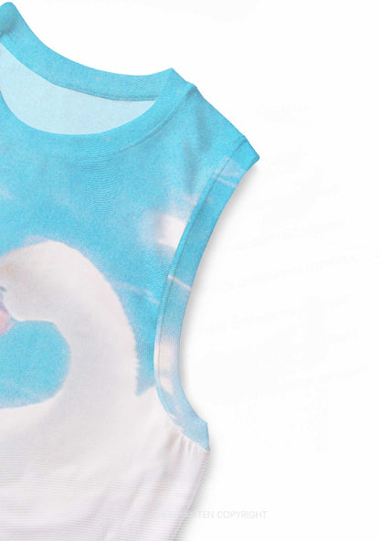 Swan Lovers Y2K Mesh Muscle Tank Cherrykitten