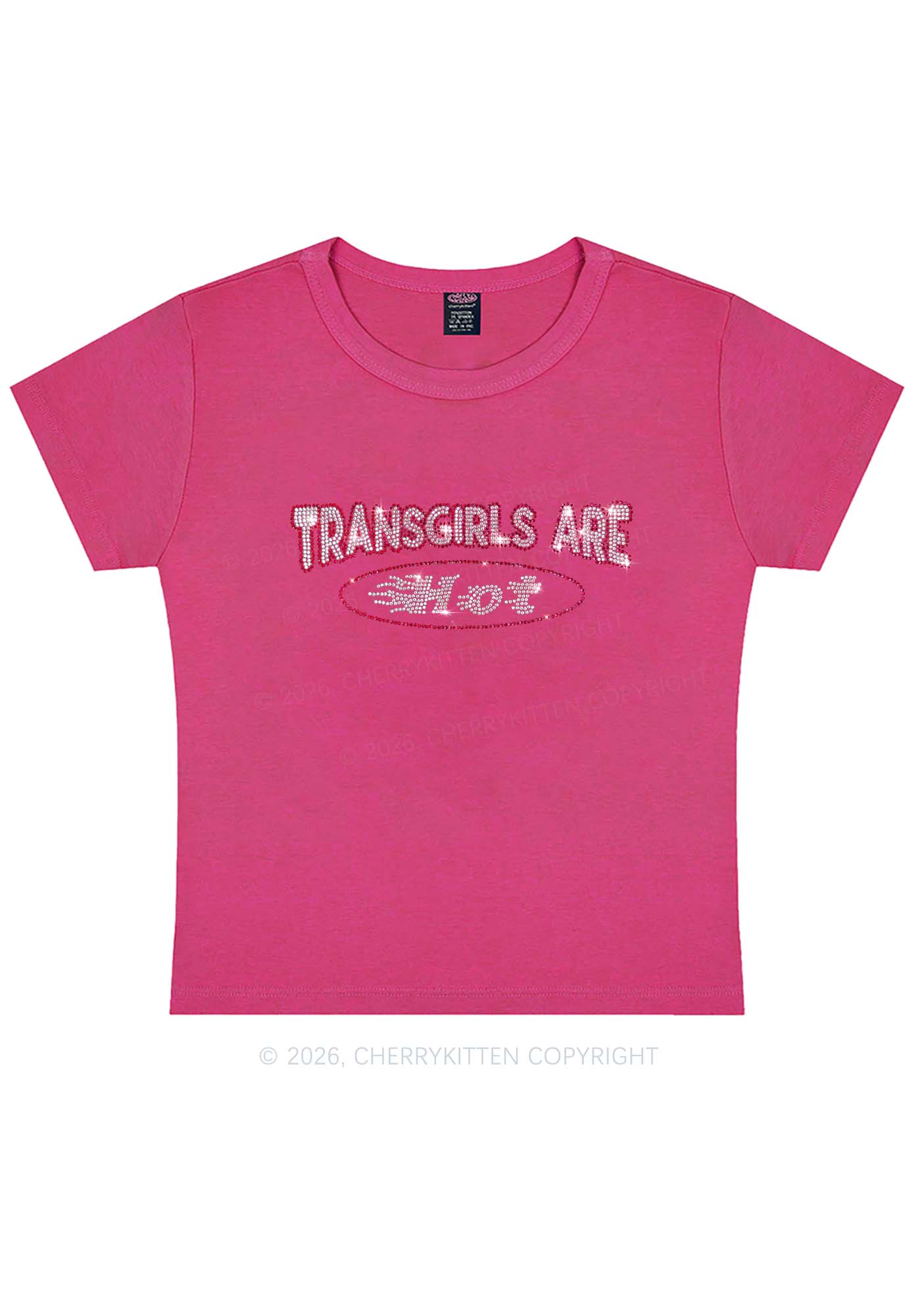 Rhinestone Transgirls Are Hot Pride Y2K Baby Tee Cherrykitten