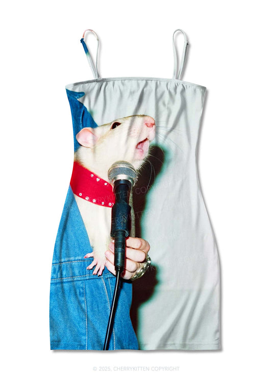 Singer Ratz Y2K Print Slip Dress Cherrykitten