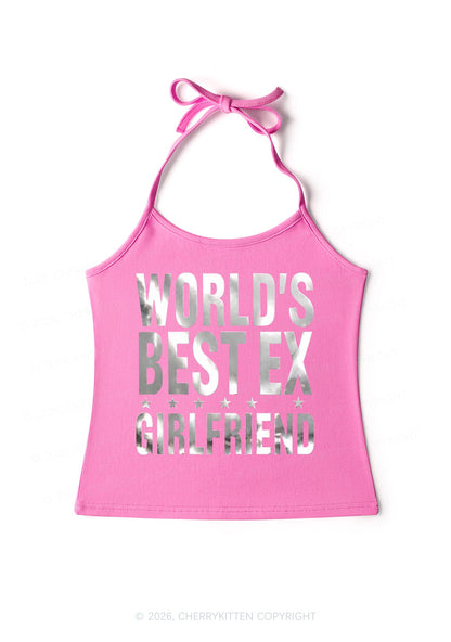 Best Ex Girlfriend Silver Foil Printed Y2K Halter Neck Cami Cherrykitten