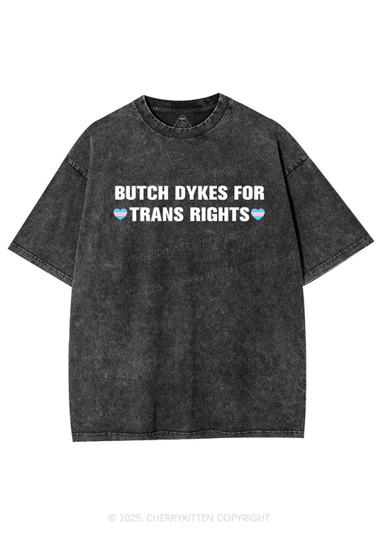 Butch Dykes For Trans Rights Y2K Shirts Washed Tee Cherrykitten