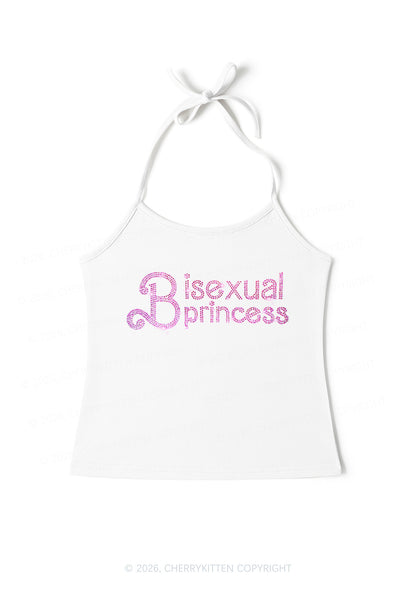Rhinestone Bisexual Princess Pride Y2K Halter Neck Cami Cherrykitten