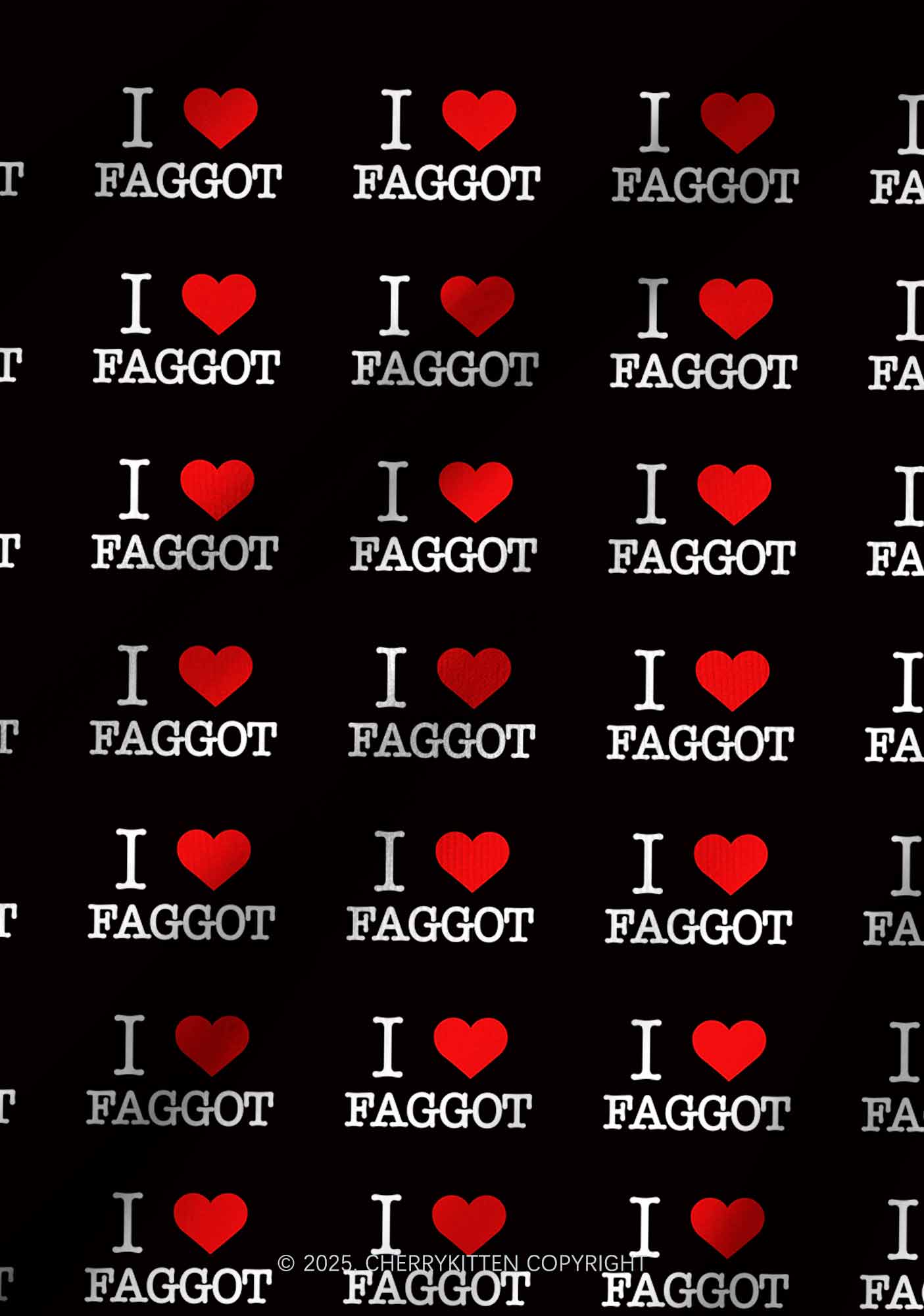 I Love Faggot Valentine's Day Y2K Print Long Sleeve Pajama Set Cherrykitten