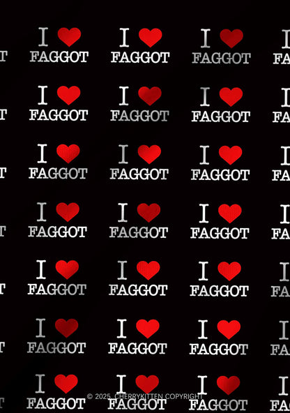 I Love Faggot Valentine's Day Y2K Print Long Sleeve Pajama Set Cherrykitten