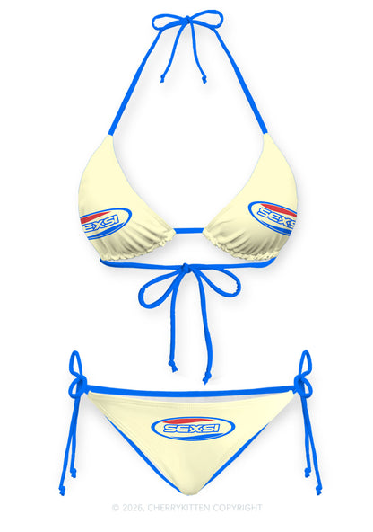 Pale Yellow Sexsi Y2K Print Bikini Set Cherrykitten