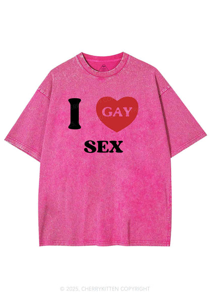 I Love Sx Gay Pride Y2K Shirts Washed Tee Cherrykitten