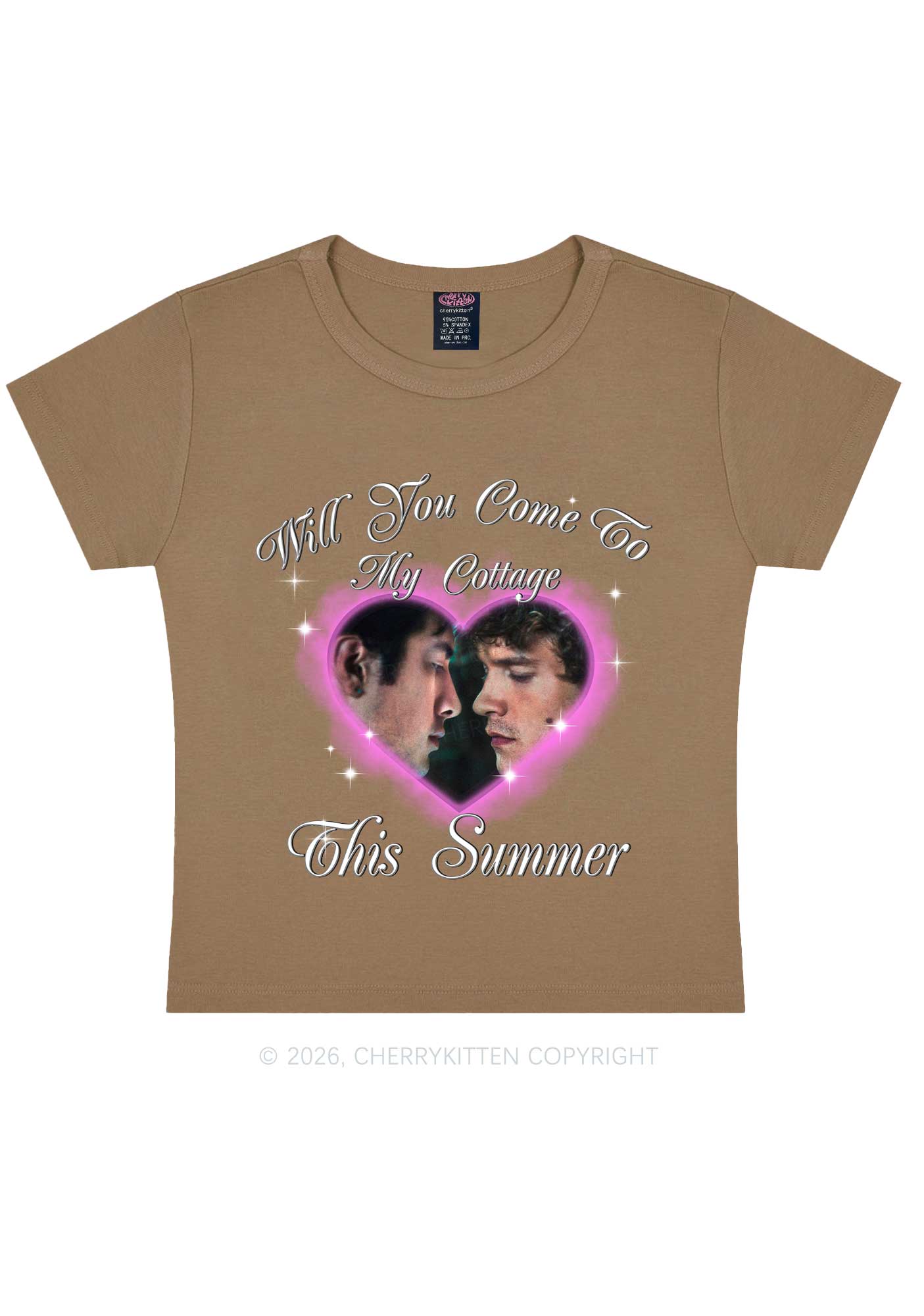 Come To My Cottage This Summer HR Y2K Baby Tee Cherrykitten
