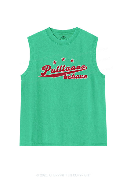 Putttaaaa Behave Y2K Washed Muscle Tank Cherrykitten