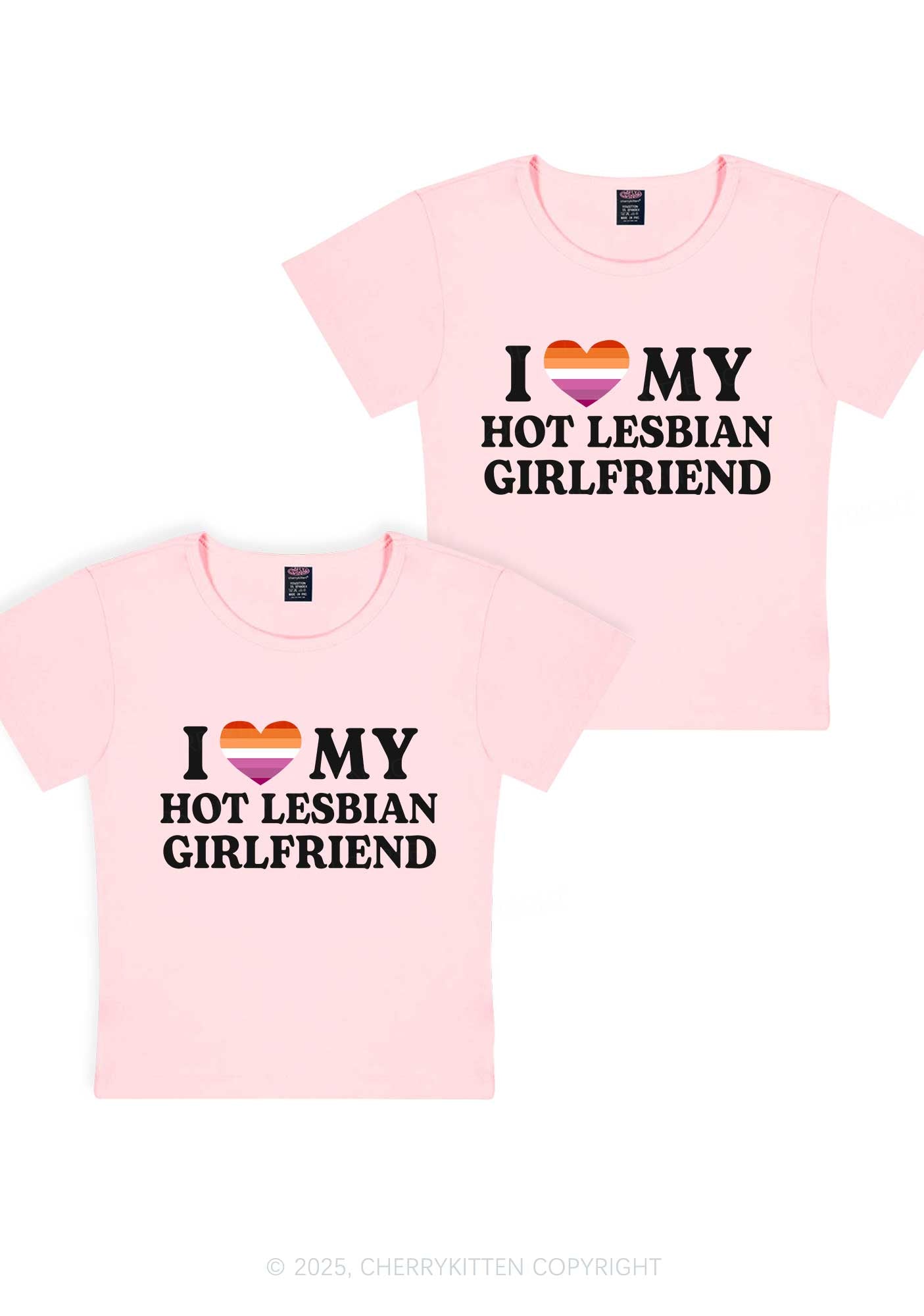 Love My Hot Lesbian GF Y2K Valentine's Day Baby Tee Cherrykitten