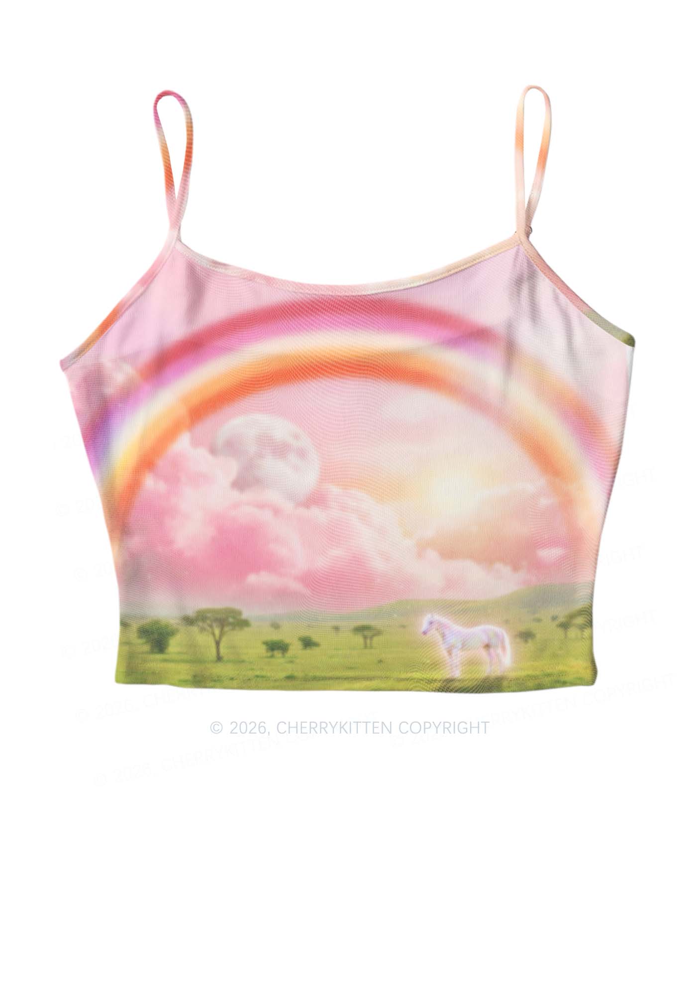 Lesbian Rainbow Pony Pride Y2K Mesh Cami Tank Cherrykitten