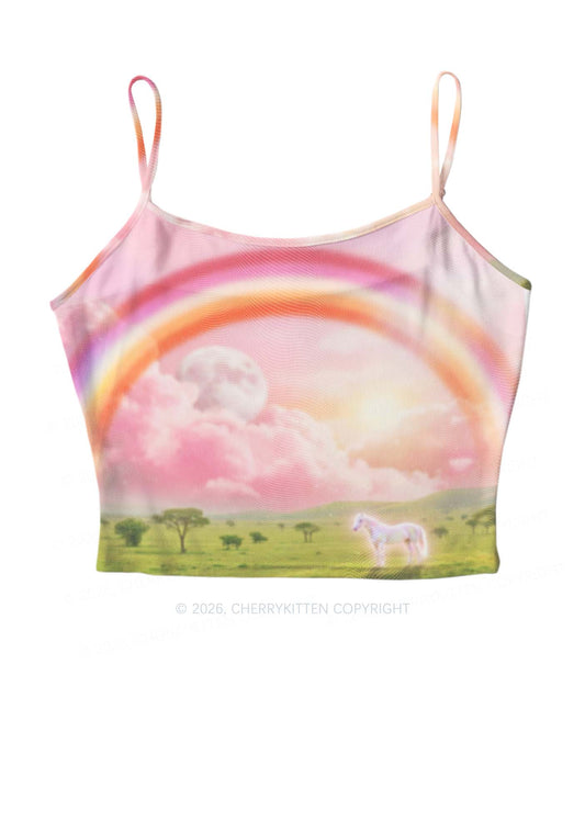 Lesbian Rainbow Pony Pride Y2K Mesh Cami Tank Cherrykitten