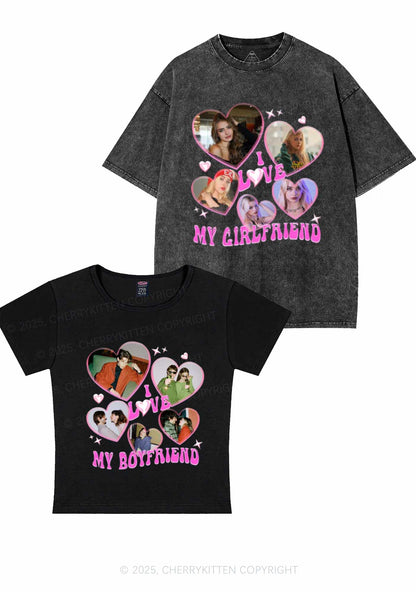 Custom My BF GF Photos Y2K Valentine's Day Couple Shirt Cherrykitten