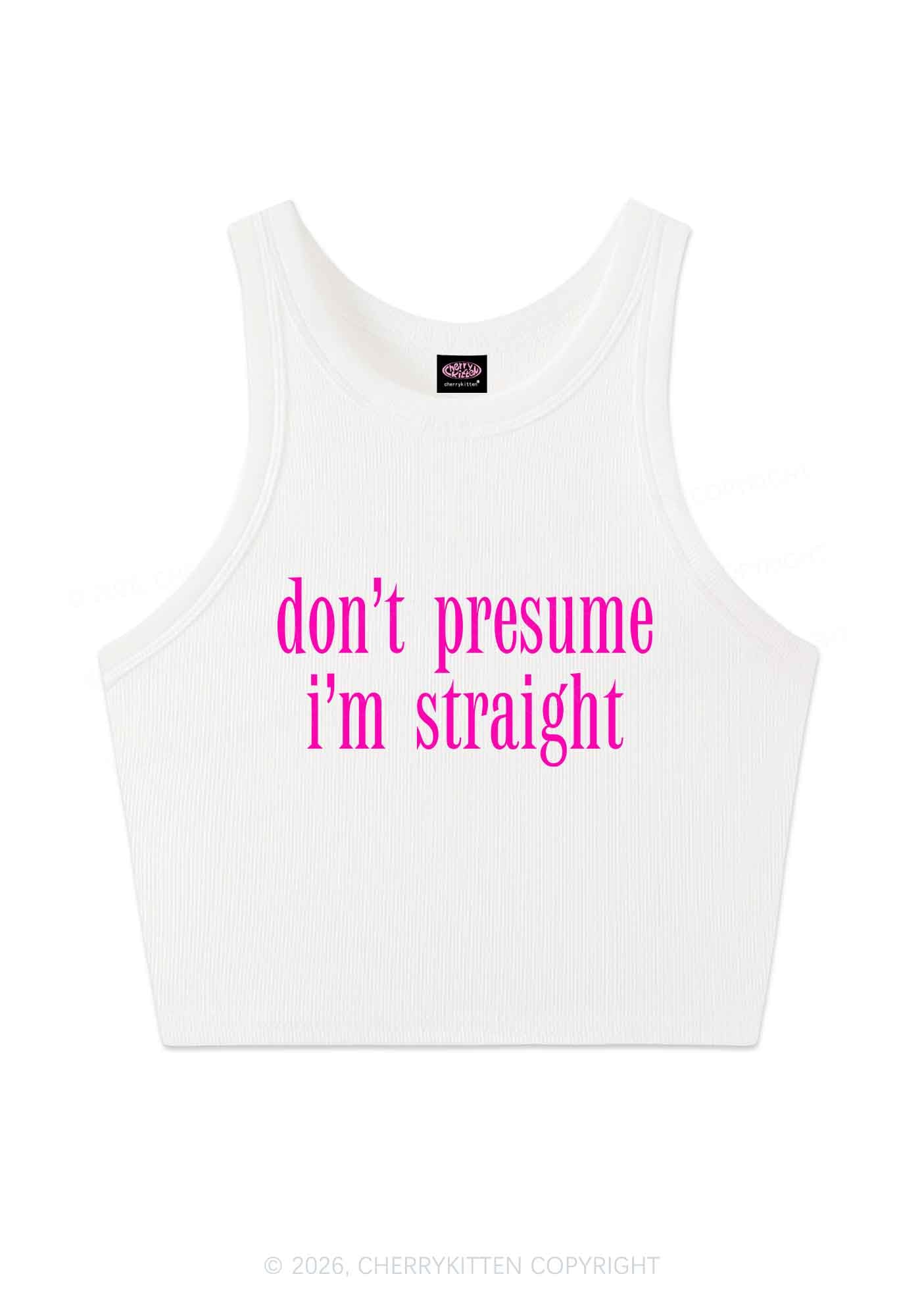 Dont Presume Im Straight Pride Y2K Crop Tank Top Cherrykitten