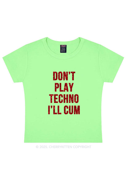Glitter Dont Play Techno Y2K Baby Tee Cherrykitten