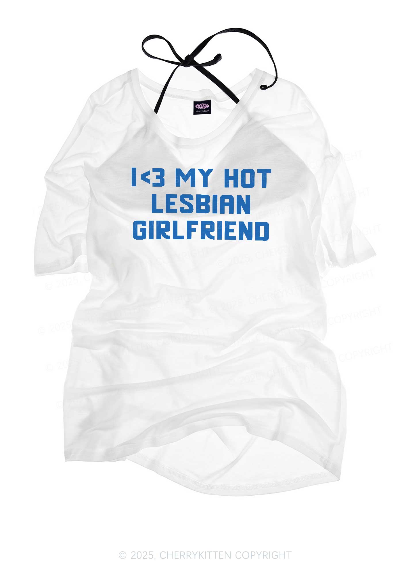 My Hot Lesbian GF Pride Y2K Sheer Boyfriend Tee Cherrykitten