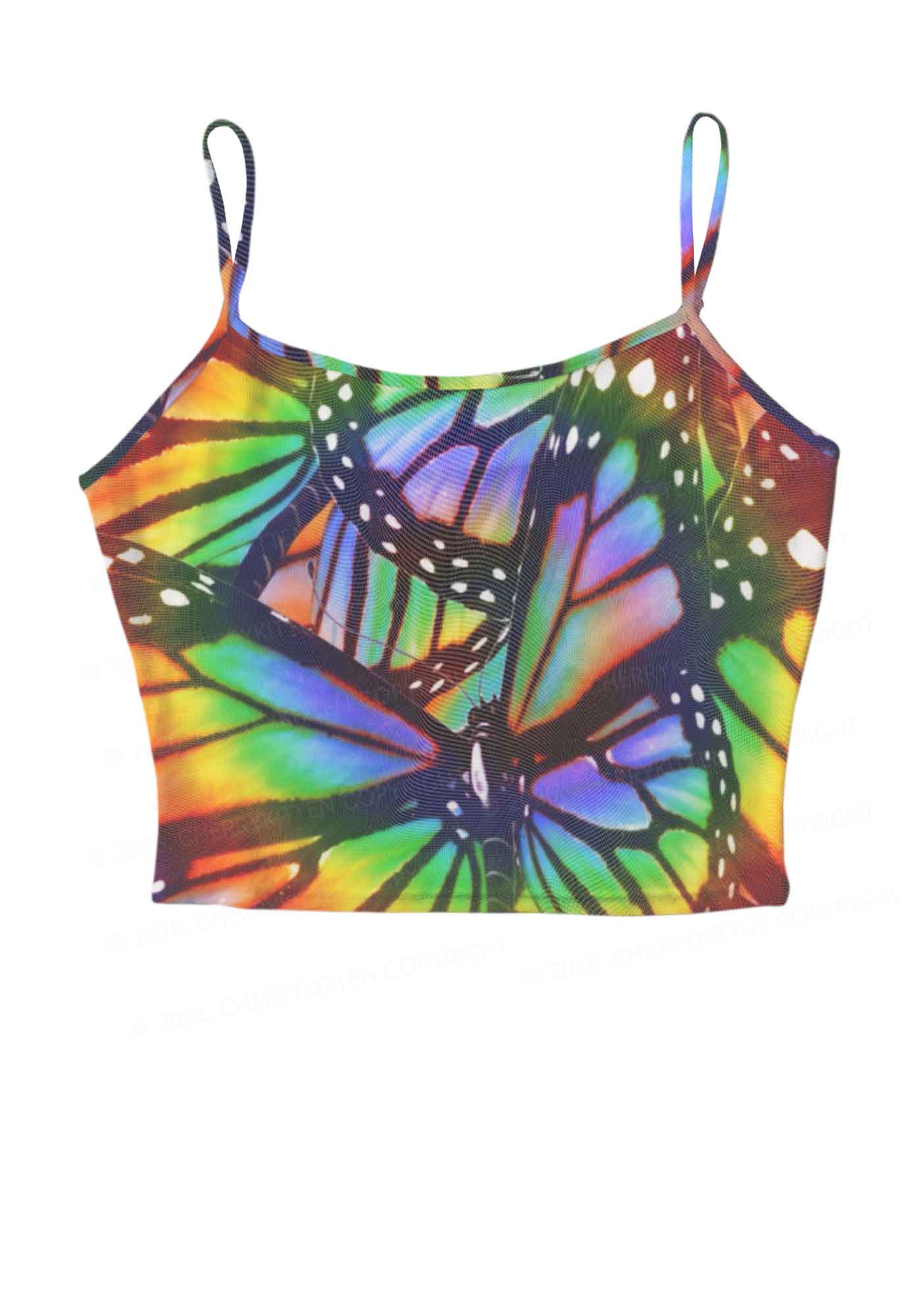 Rainbow Butterfly Y2K Mesh Cami Tank Cherrykitten