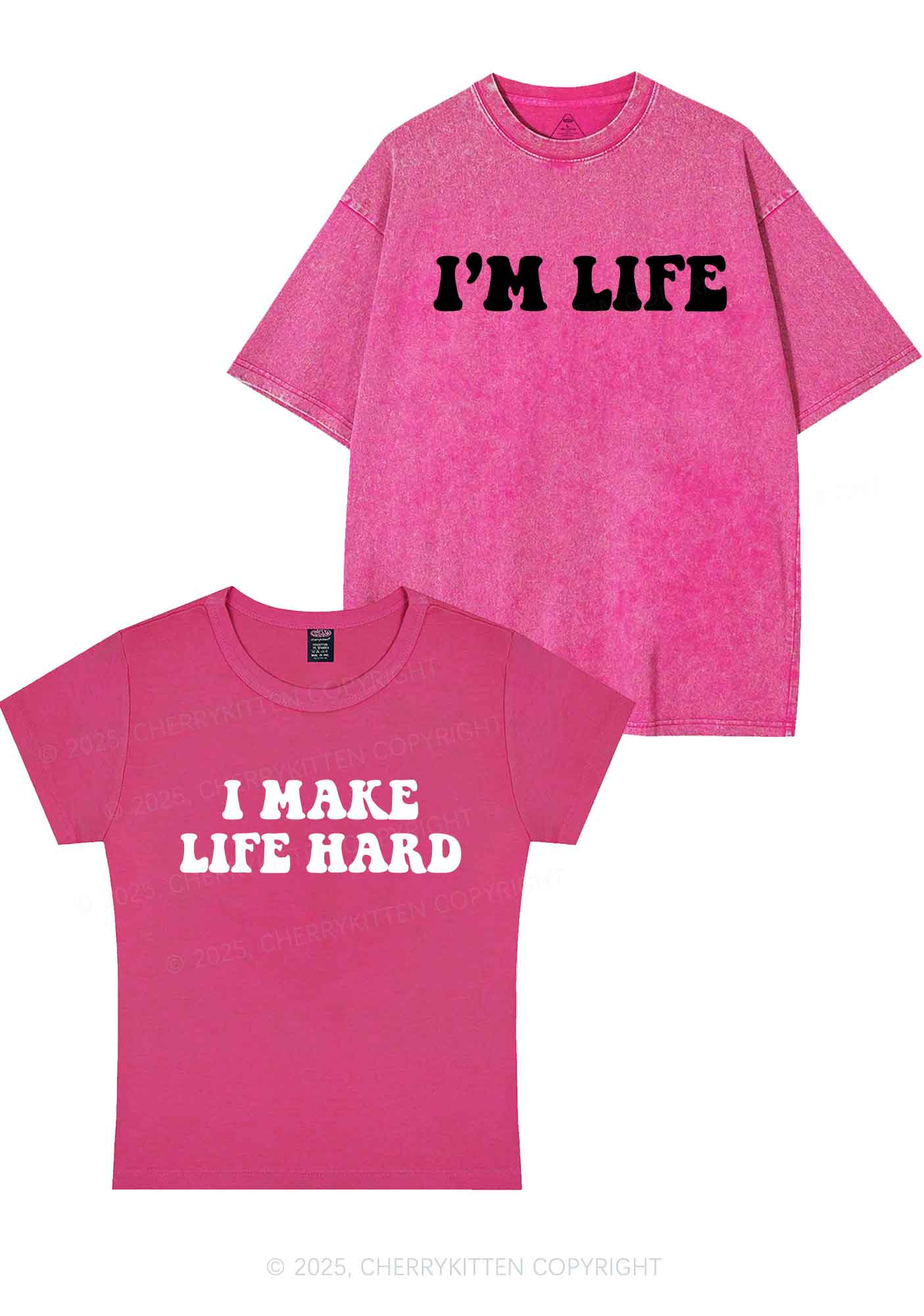 I Make Life Hard Y2K Valentine's Day Couple Shirt Cherrykitten