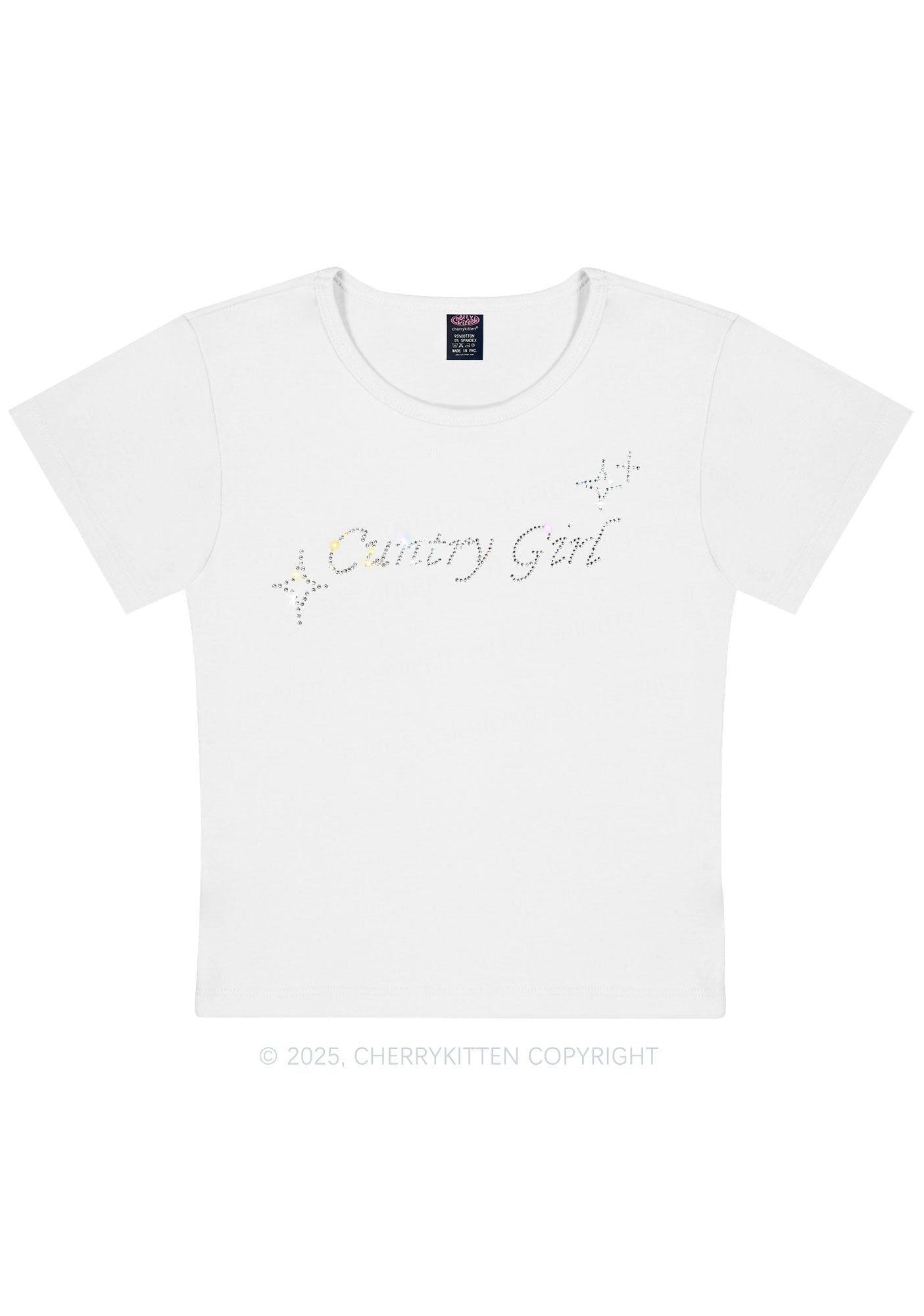 Rhinestone Cxxtry Girl Y2K Baby Tee Cherrykitten
