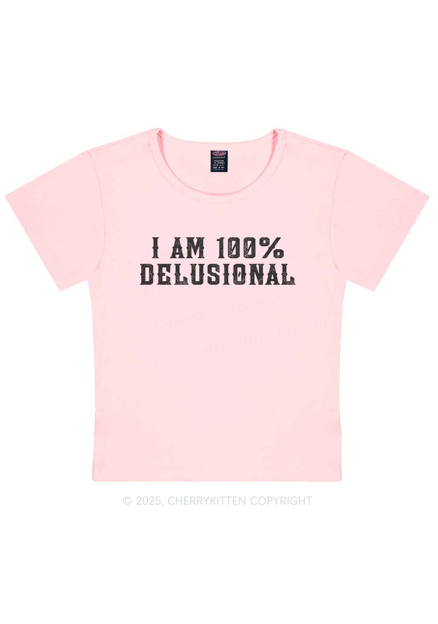 I Am Delusional Y2K Baby Tee Cherrykitten