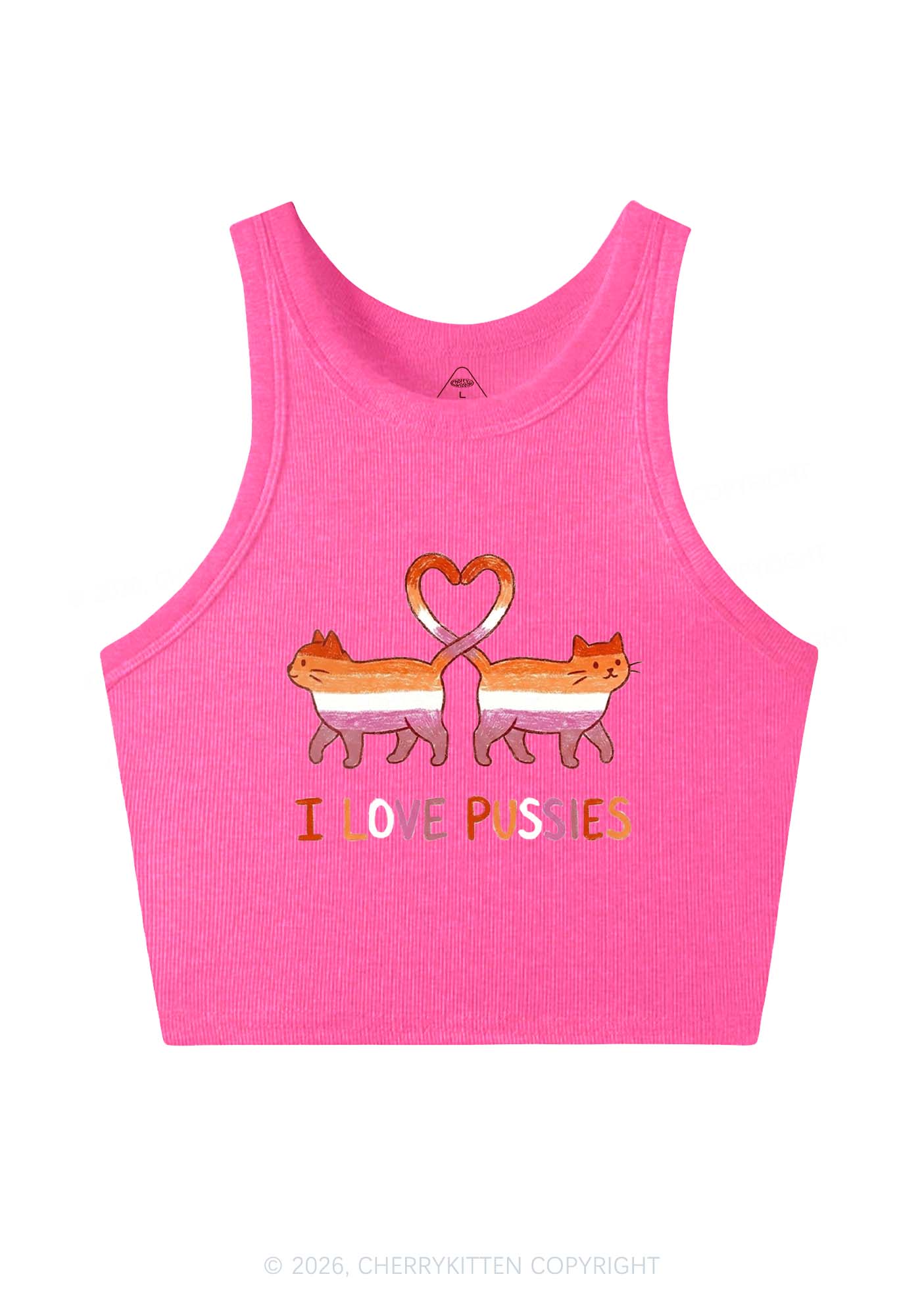 I Love Puxxies Pride Y2K Crop Tank Top Cherrykitten