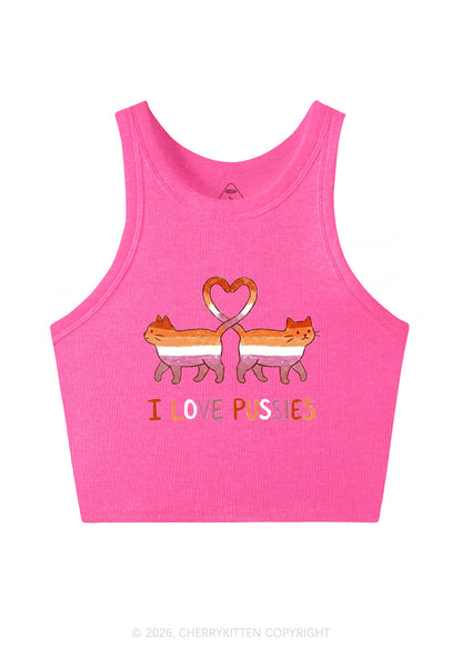 I Love Puxxies Pride Y2K Crop Tank Top Cherrykitten