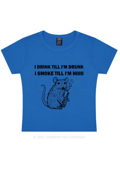 Drunk And Smoke Ratz Y2K Baby Tee Cherrykitten
