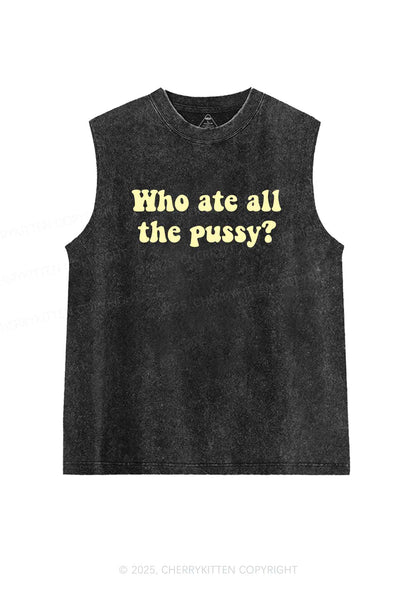 Who Ate All Puxxy Y2K Washed Muscle Tank Cherrykitten