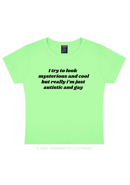 Im Just Autistic And Gay Pride Y2K Baby Tee Cherrykitten