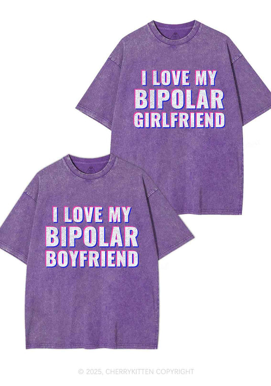 l Love My Bipolar GF BF Y2K Valentine's Day Washed Tee Cherrykitten