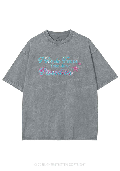 Rhinestone I Rode Faces Y2K Shirts Washed Tee Cherrykitten