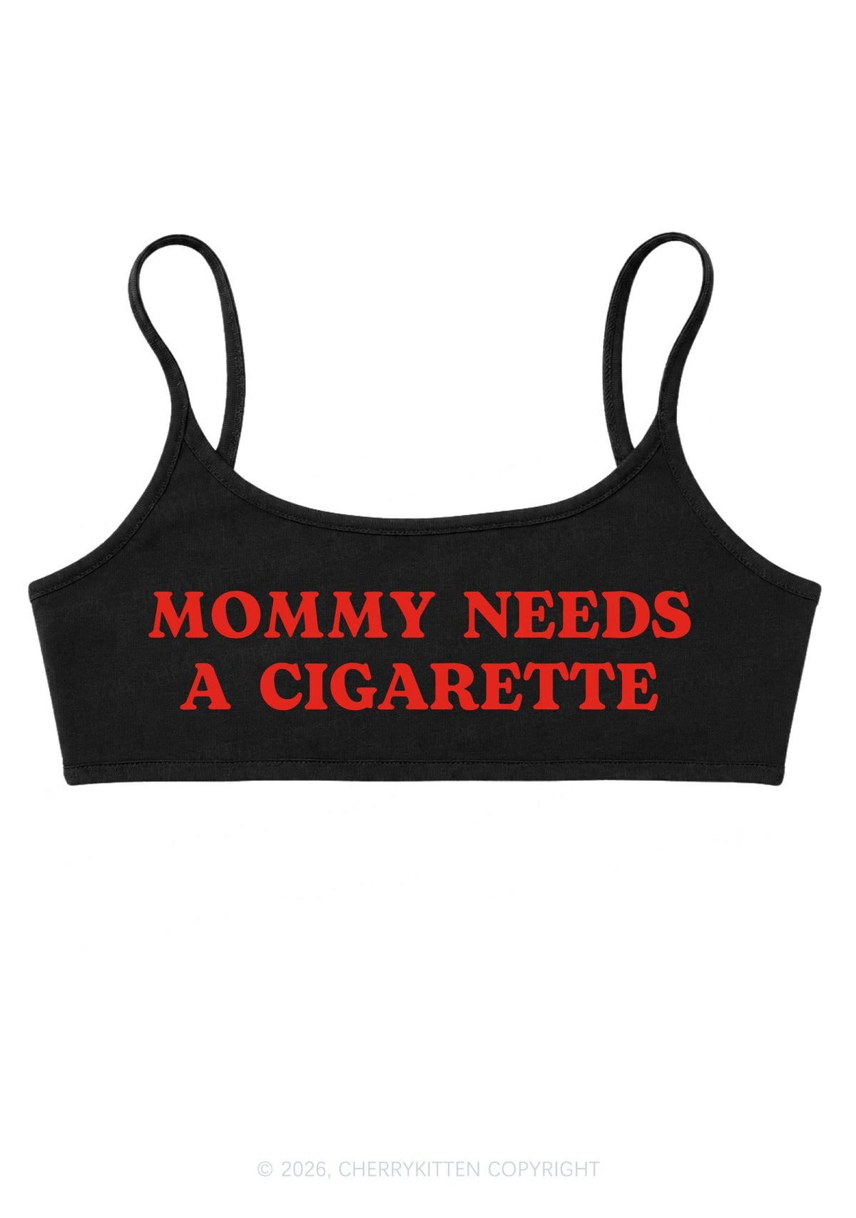 Mommy Needs A Cigarette Y2K Super Crop Cami Cherrykitten