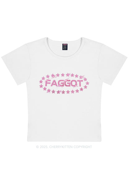 Rhinestone Pink Faggot Stars Pride Y2K Baby Tee Cherrykitten