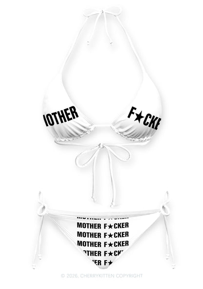 Mother Fxxker Y2K Print Bikini Set Cherrykitten