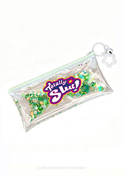 Totally Slxt Y2K Quicksand Transparent Pencil Pouch Cherrykitten