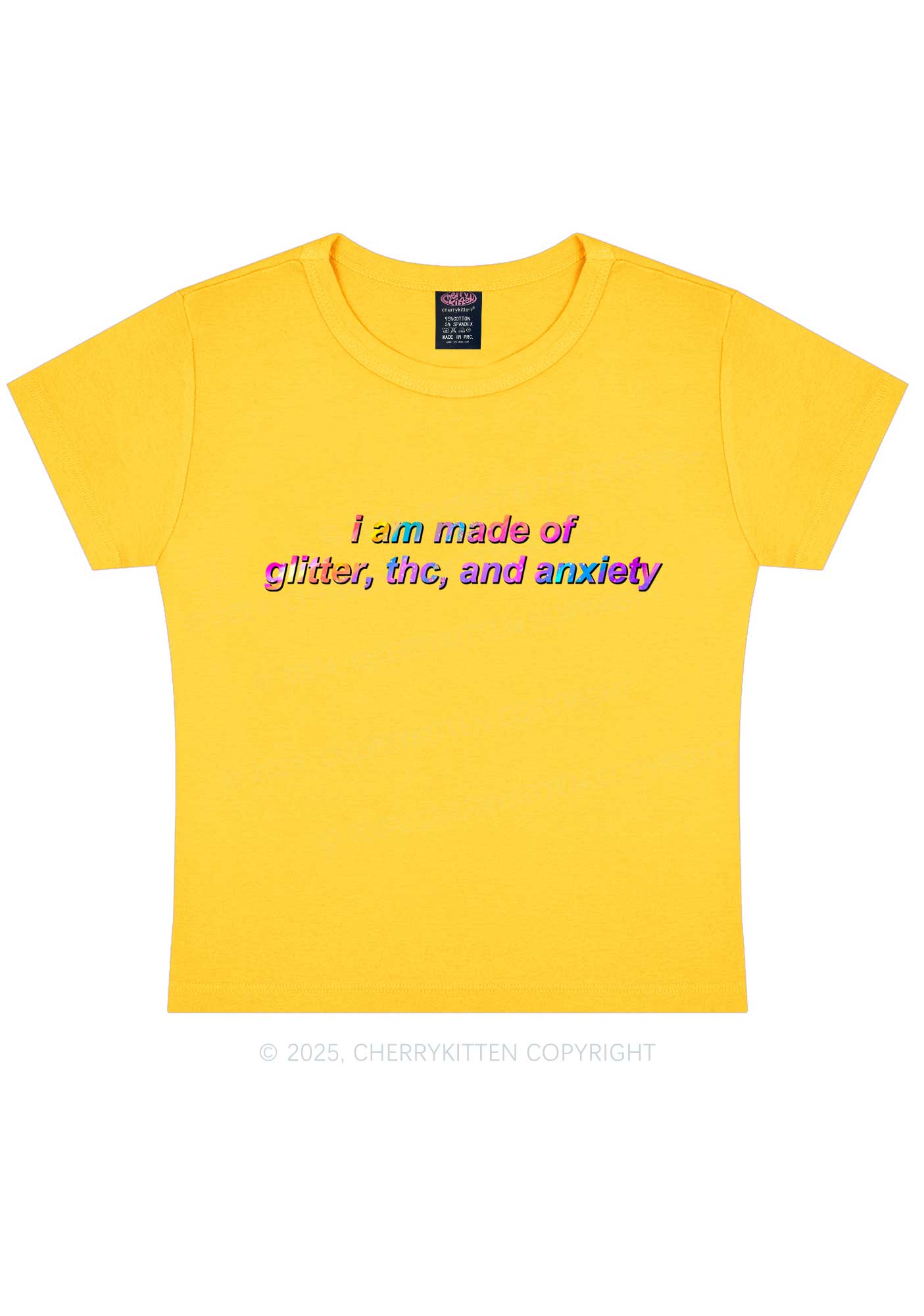 Made Of Glitter And Anxiety Y2K Baby Tee Cherrykitten