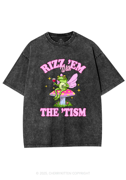 Fairy Frog Rizz Tism Y2K Shirts Washed Tee Cherrykitten