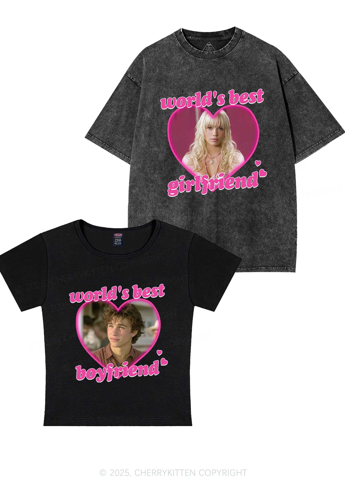 Custom Worlds Best BF GF Y2K Valentine's Day Couple Shirt Cherrykitten