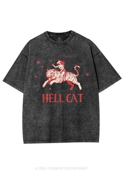 Cowgirl Hell Cat Y2K Shirts Washed Tee Cherrykitten