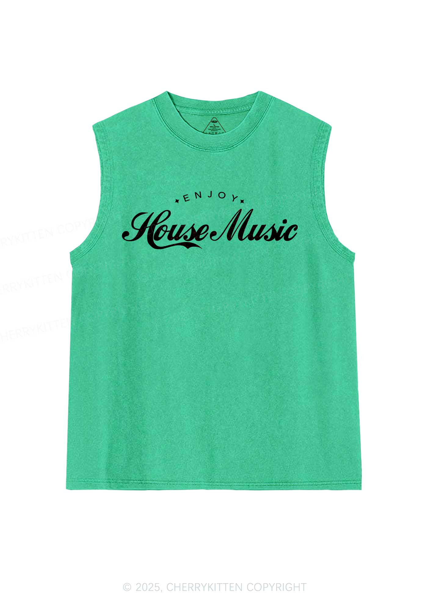 Enjoy House Music Y2K Washed Muscle Tank Cherrykitten