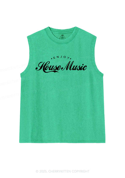 Enjoy House Music Y2K Washed Muscle Tank Cherrykitten