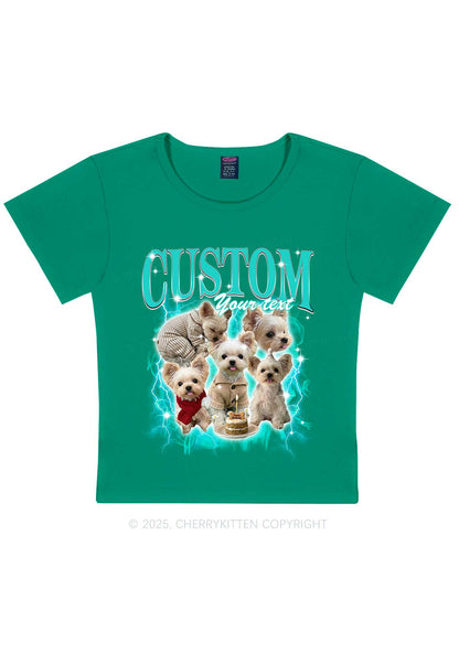Custom Sparkle Dog Photo Y2K Baby Tee Cherrykitten