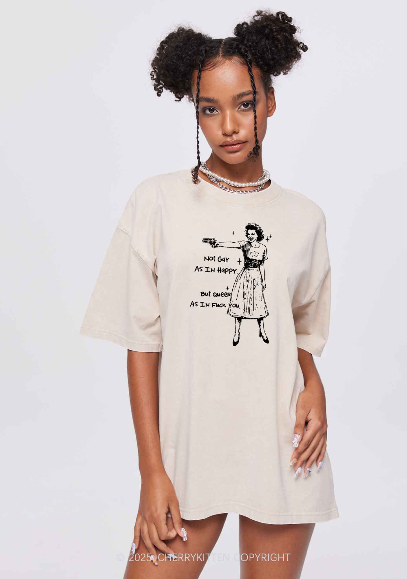 But Queer As In Pride Y2K Shirts Washed Tee Cherrykitten