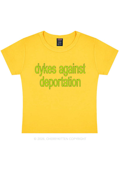 Dykes Against Deportation Pride Y2K Baby Tee Cherrykitten