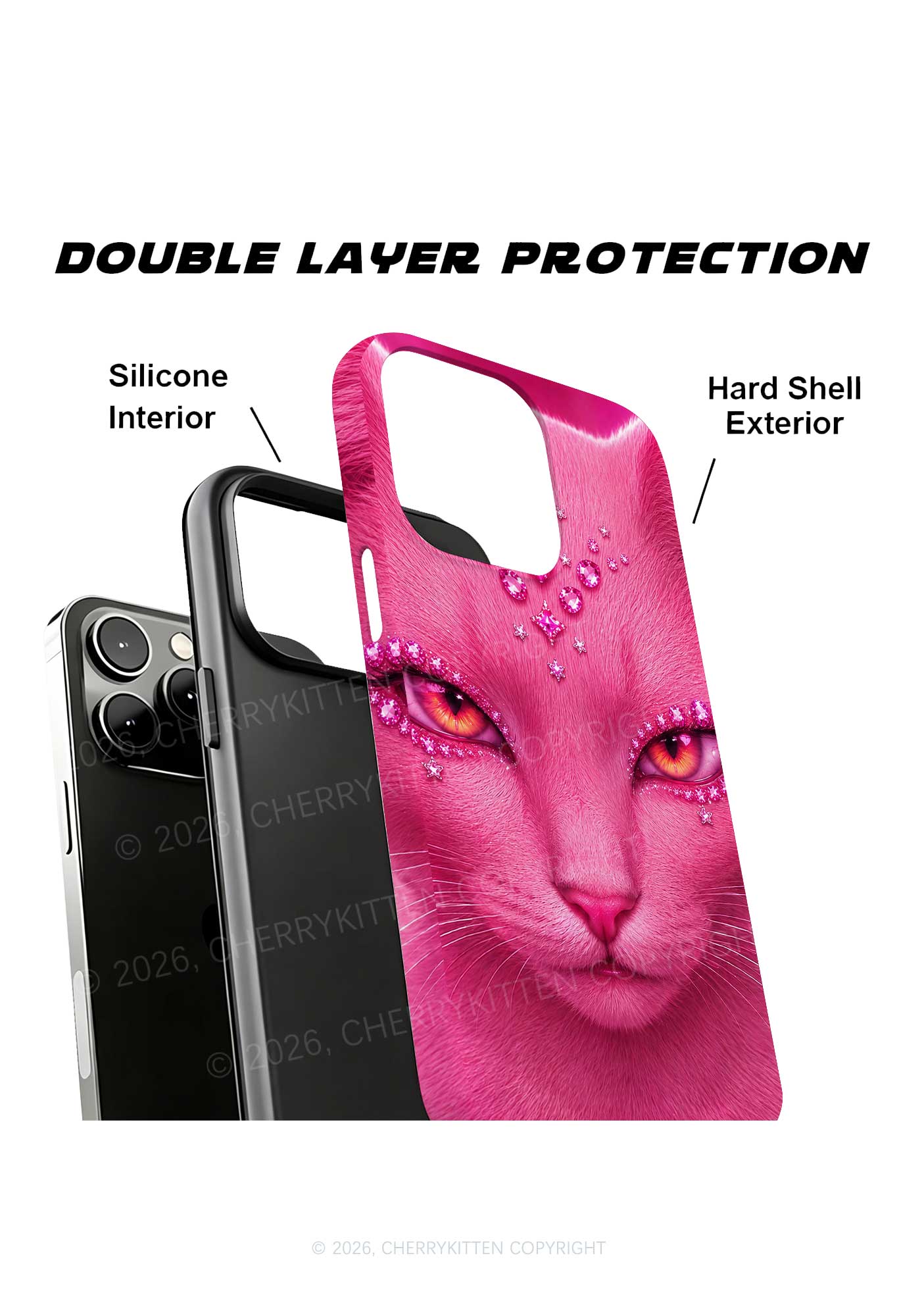 Pink Eyeshadow Cat Y2K Phone Case Cherrykitten