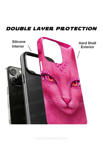 Pink Eyeshadow Cat Y2K Phone Case Cherrykitten
