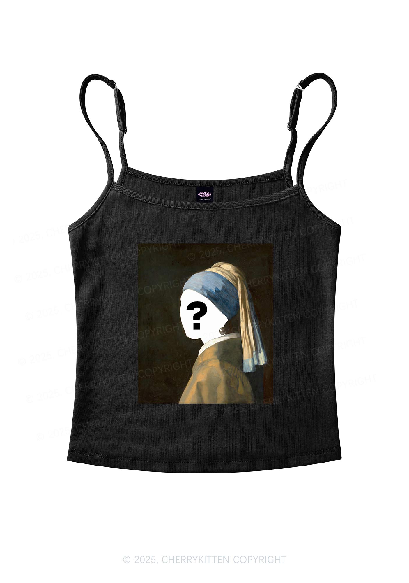 Custom Pearl Portrait Y2K Spaghetti Strap Cami Cherrykitten