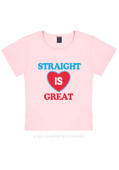 Straight Is Great Pride Y2K Baby Tee Cherrykitten