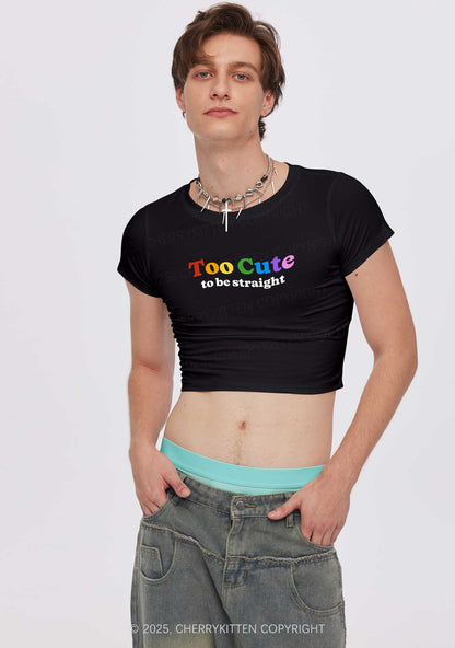 Too Cute To Be Straight Pride Y2K Baby Tee Cherrykitten